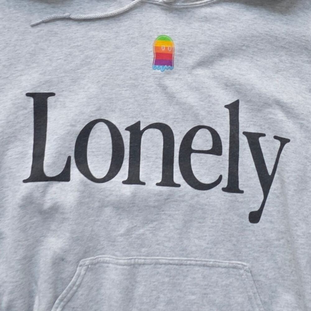 Lonely Ghost The Apple Hoodie Heathered Gray Graphic Print Unisex Sz Large - Picture 7 of 10